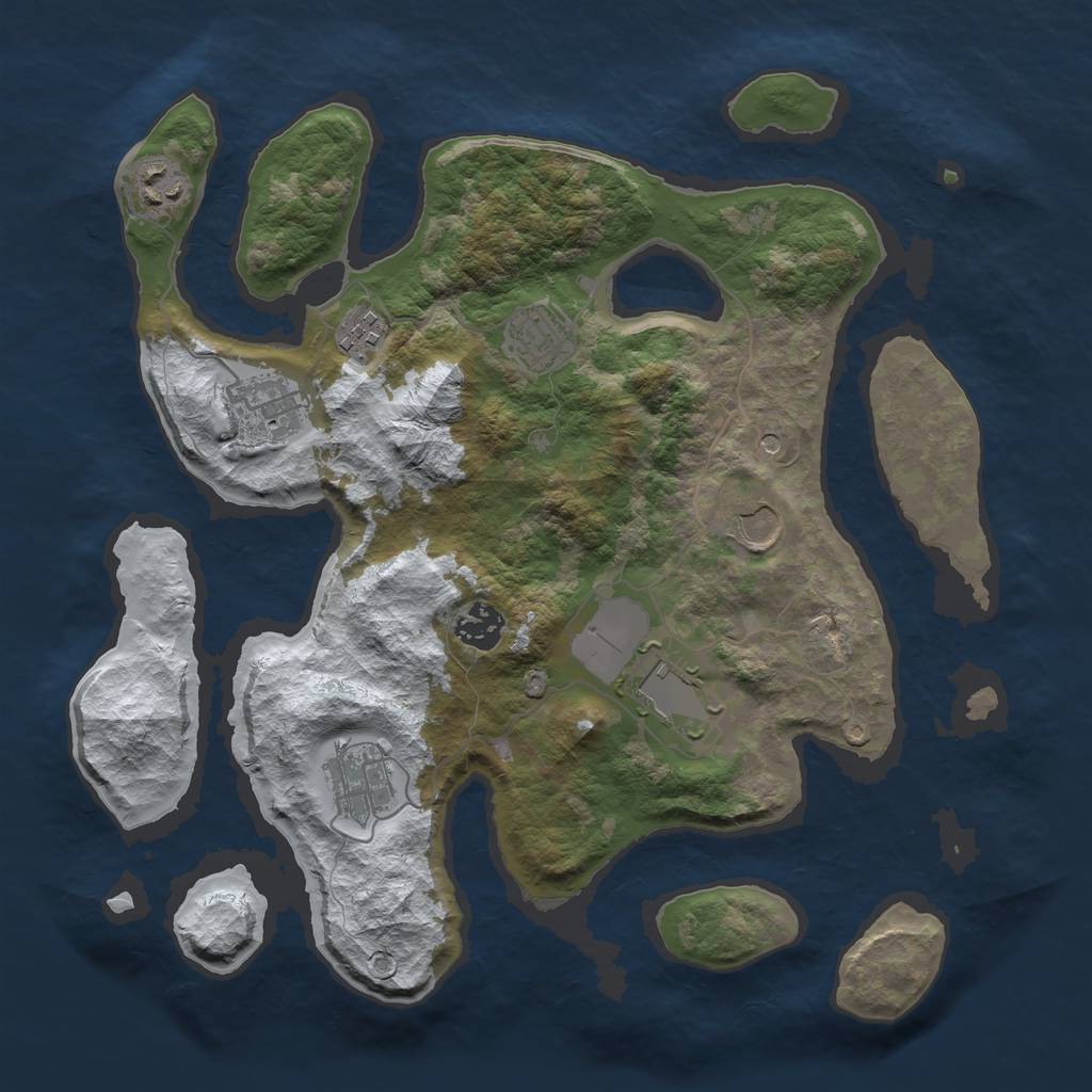 Rust Map: Barren, Size: 3500, Seed: 1106015, 11 Monuments