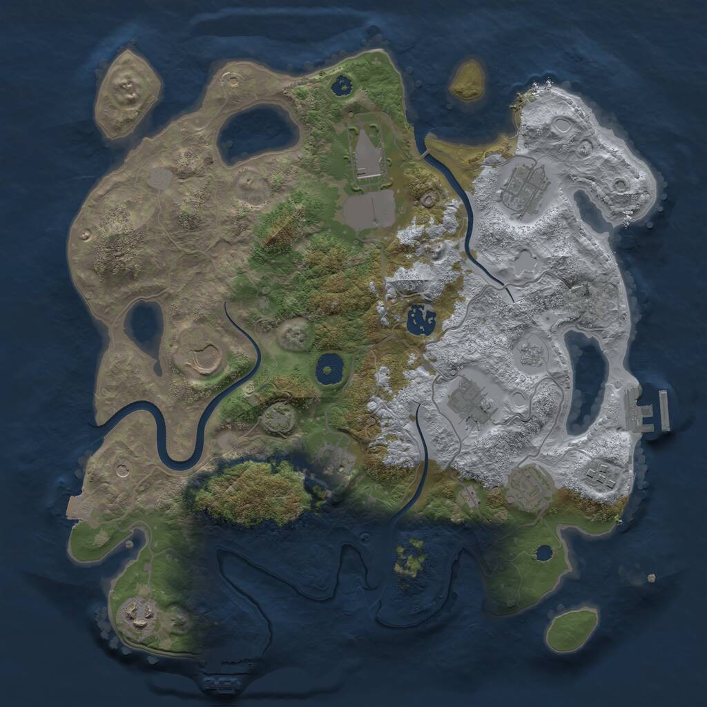 Rust Map: Procedural Map, Size: 3500, Seed: 5713498, 15 Monuments