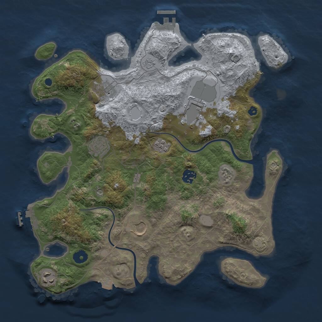 Rust Map: Procedural Map, Size: 3500, Seed: 2987632, 13 Monuments
