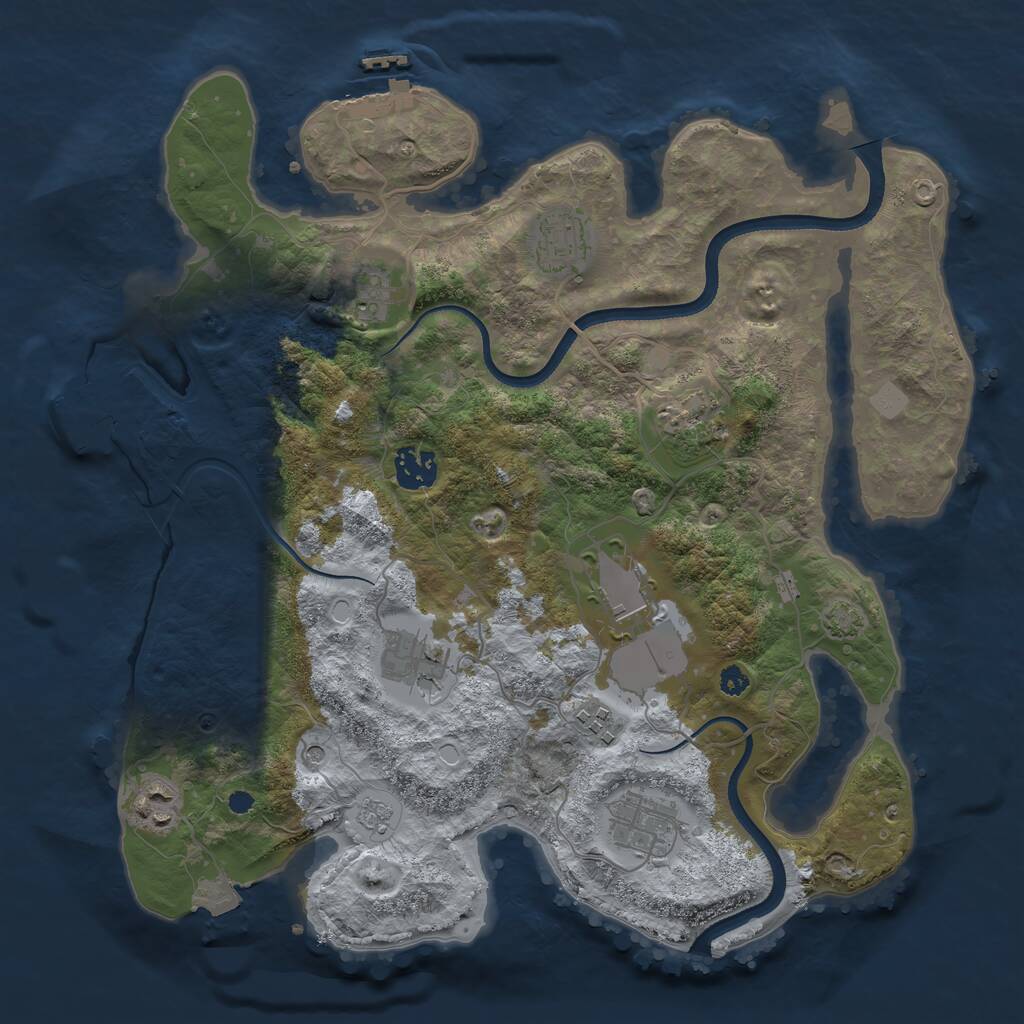 Rust Map: Procedural Map, Size: 3500, Seed: 5421307, 15 Monuments