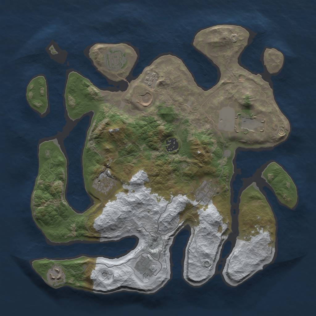 Rust Map: Barren, Size: 3500, Seed: 5495547, 12 Monuments