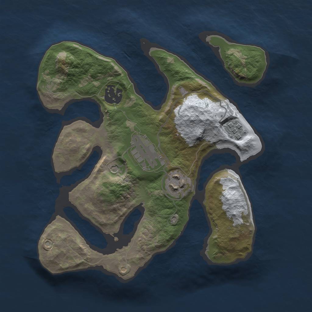 Rust Map: Barren, Size: 2500, Seed: 4272539, 7 Monuments