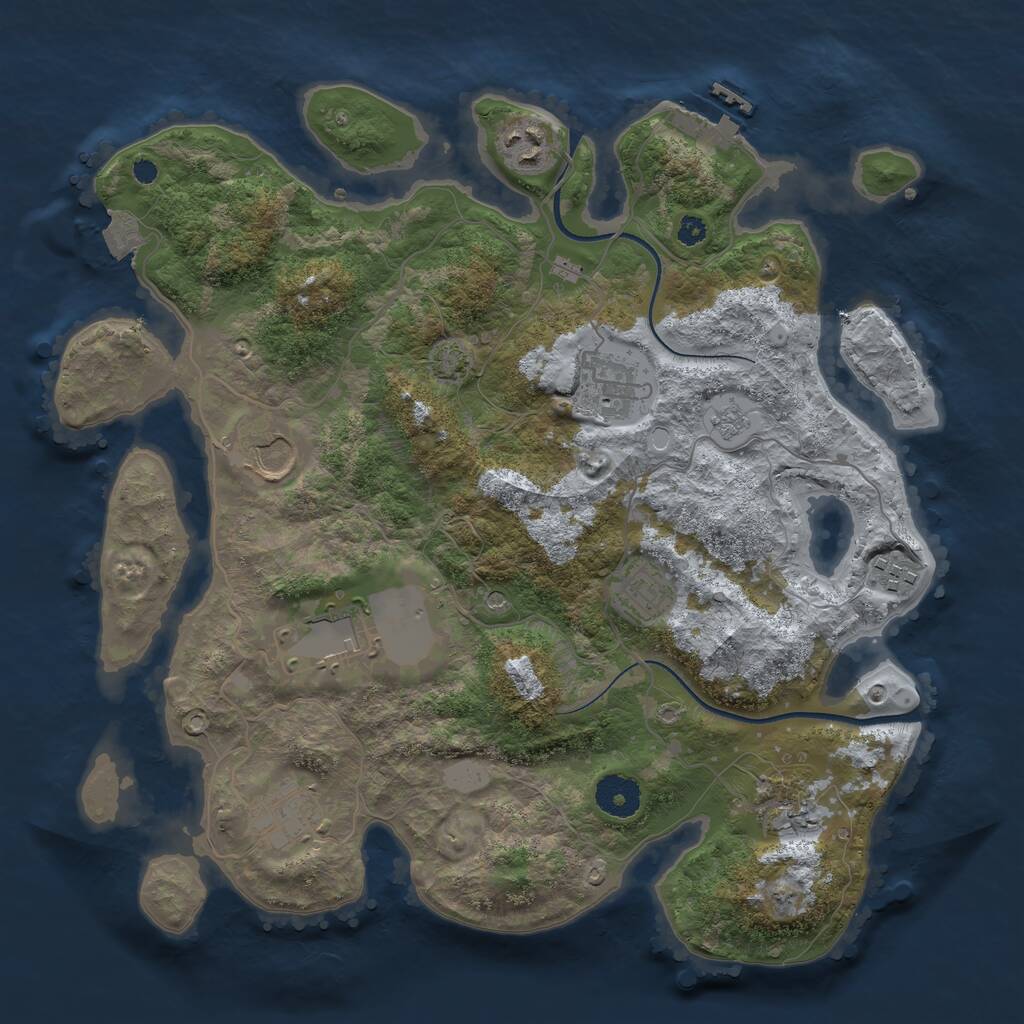 Rust Map: Procedural Map, Size: 3500, Seed: 3803023, 13 Monuments