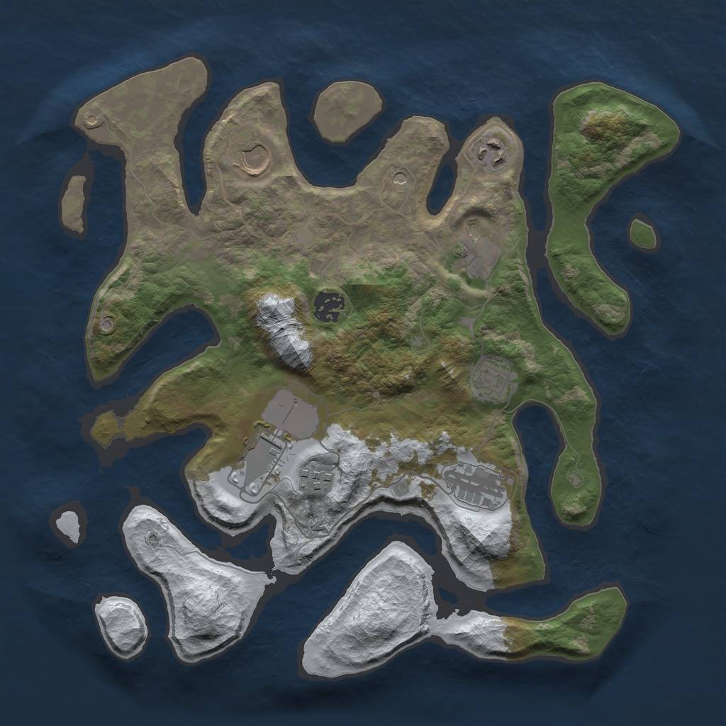 Rust Map: Barren, Size: 3500, Seed: 1312641, 11 Monuments