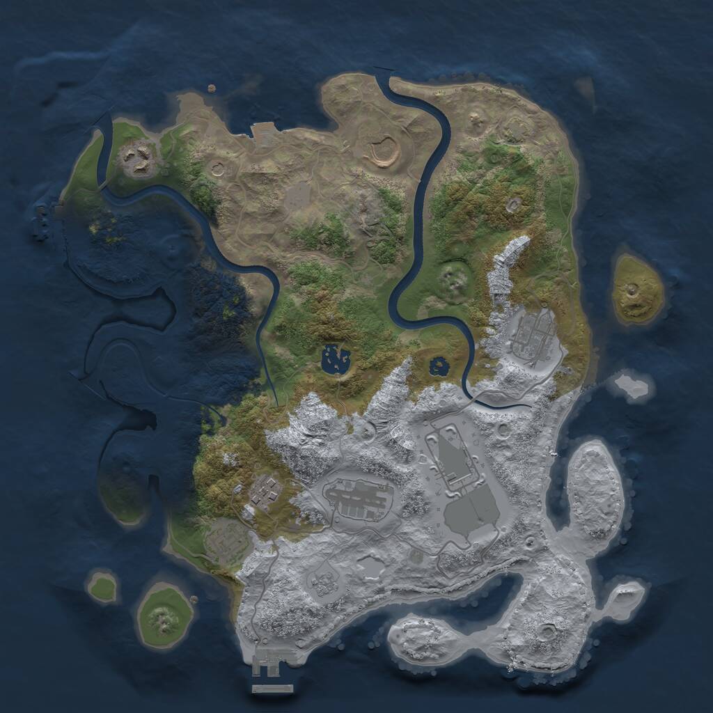 Rust Map: Procedural Map, Size: 3500, Seed: 3733731, 14 Monuments