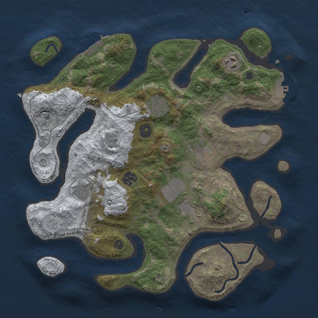 Rust Map: Procedural Map, Size: 3500, Seed: 2454528, 16 Monuments