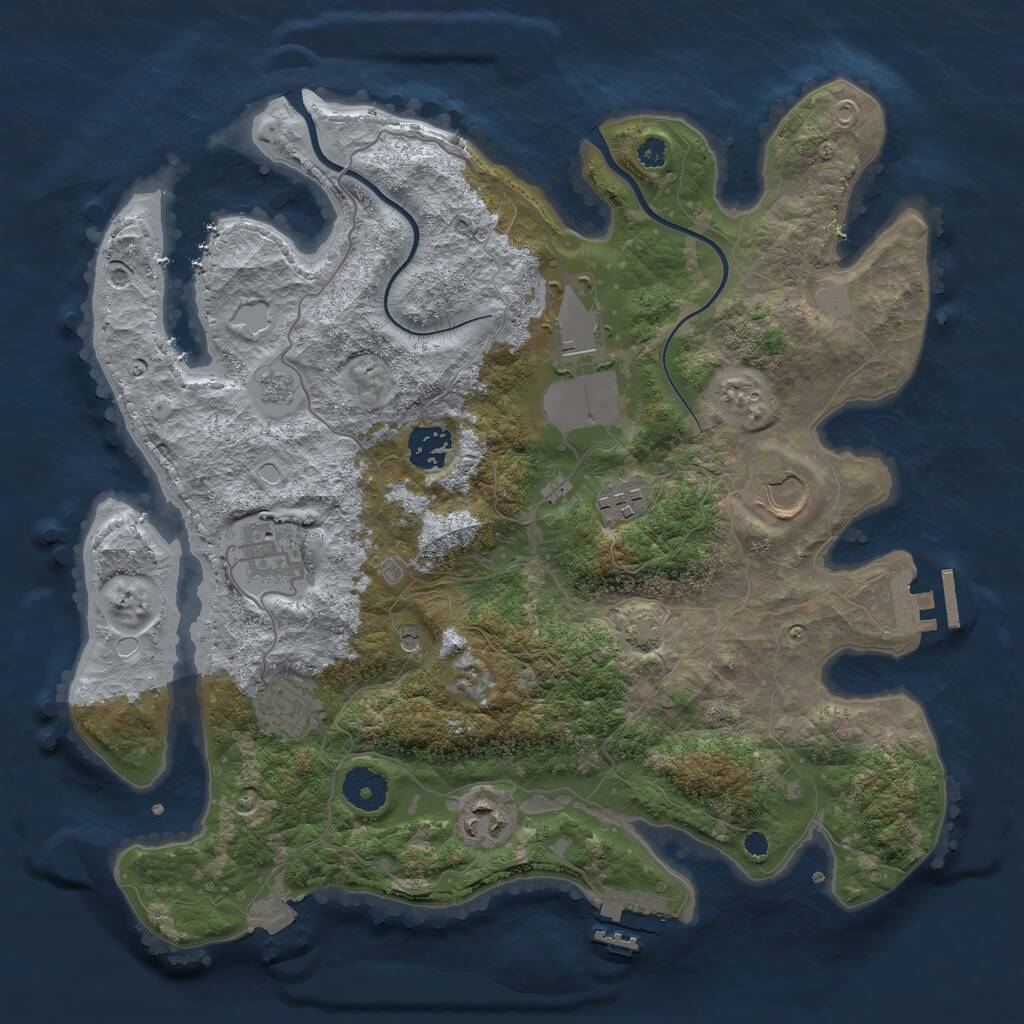 Rust Map: Procedural Map, Size: 3500, Seed: 6125186, 13 Monuments