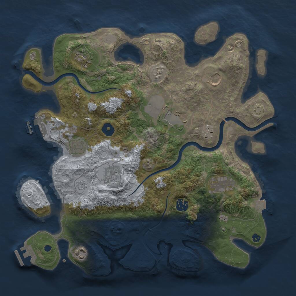Rust Map: Procedural Map, Size: 3550, Seed: 768483, 15 Monuments