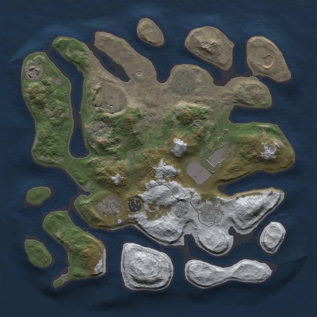 Rust Map: Barren, Size: 3500, Seed: 4462012, 12 Monuments