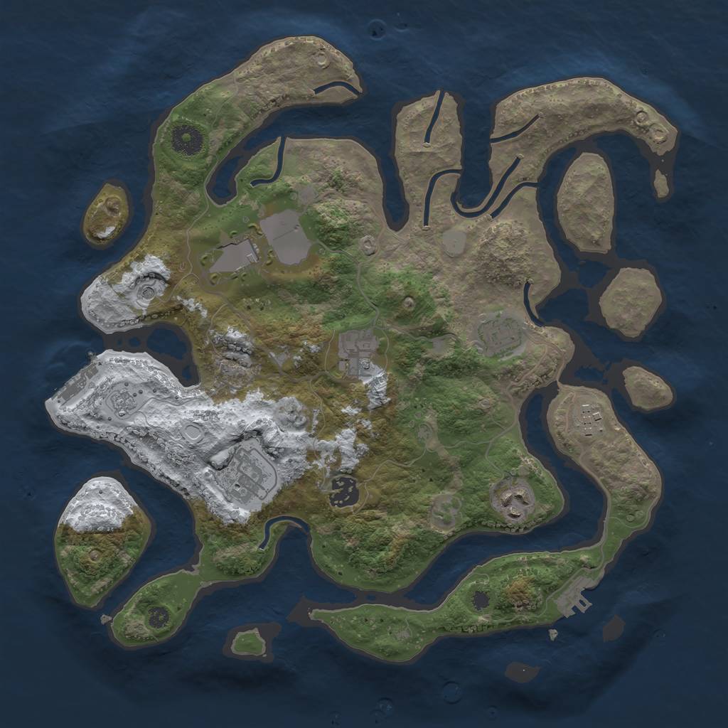 Rust Map: Procedural Map, Size: 3500, Seed: 4288895, 16 Monuments