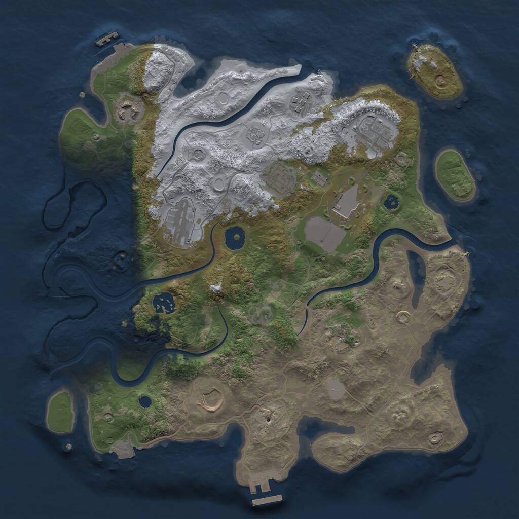 Rust Map: Procedural Map, Size: 3500, Seed: 952288, 15 Monuments