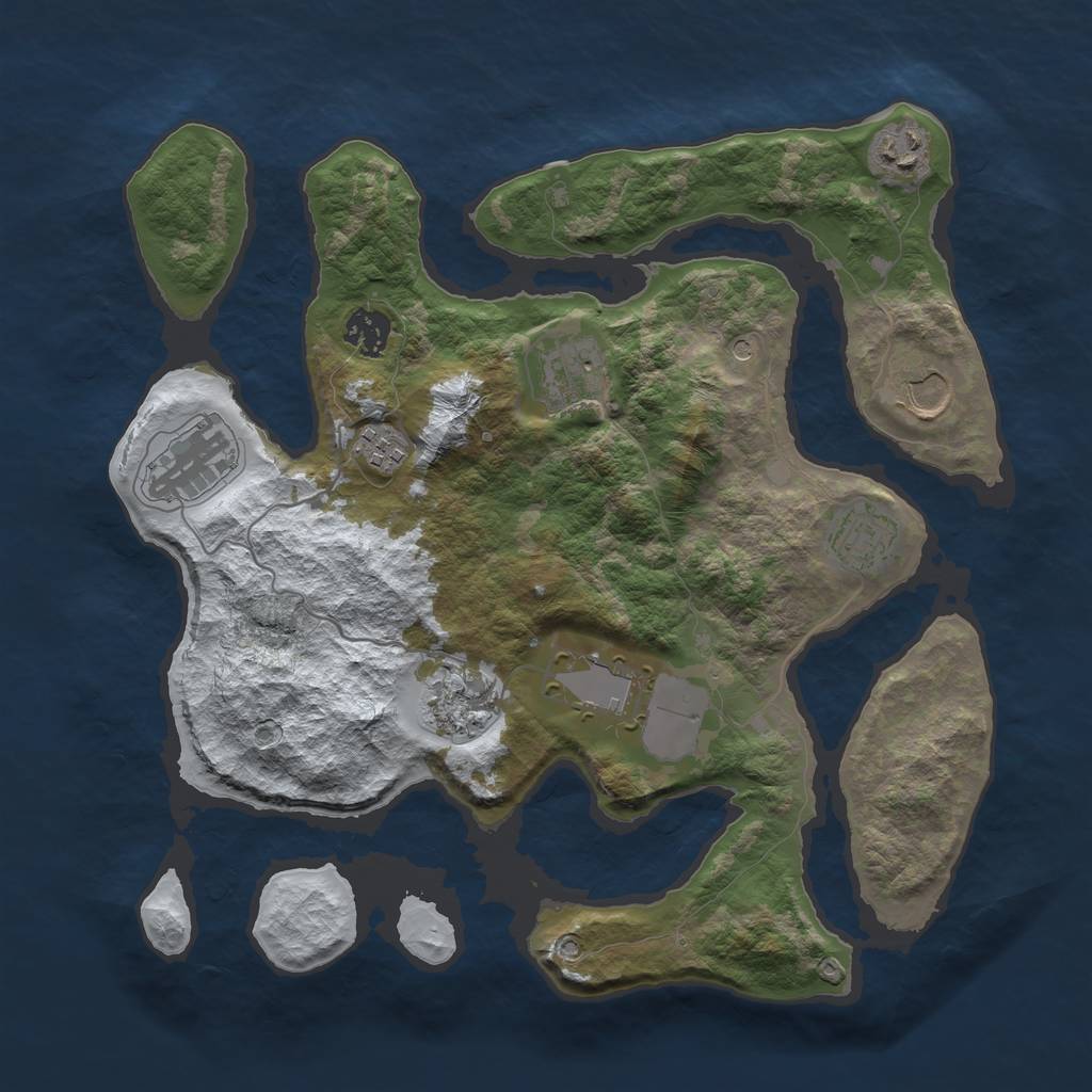 Rust Map: Barren, Size: 3500, Seed: 2010256, 12 Monuments