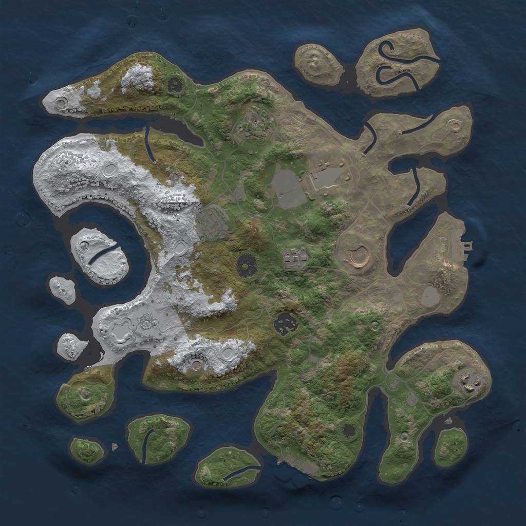 Rust Map: Procedural Map, Size: 3550, Seed: 120648, 16 Monuments