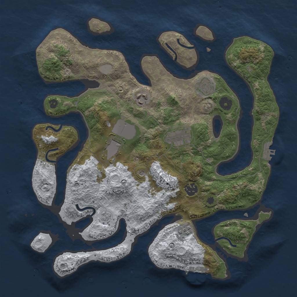 Rust Map: Procedural Map, Size: 3500, Seed: 2885558, 15 Monuments