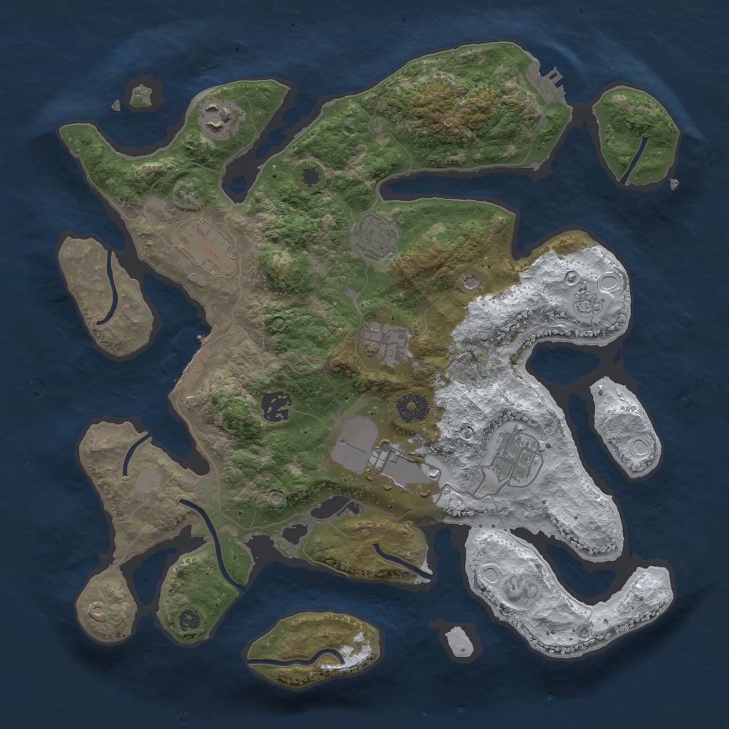Rust Map: Procedural Map, Size: 3500, Seed: 4161955, 16 Monuments