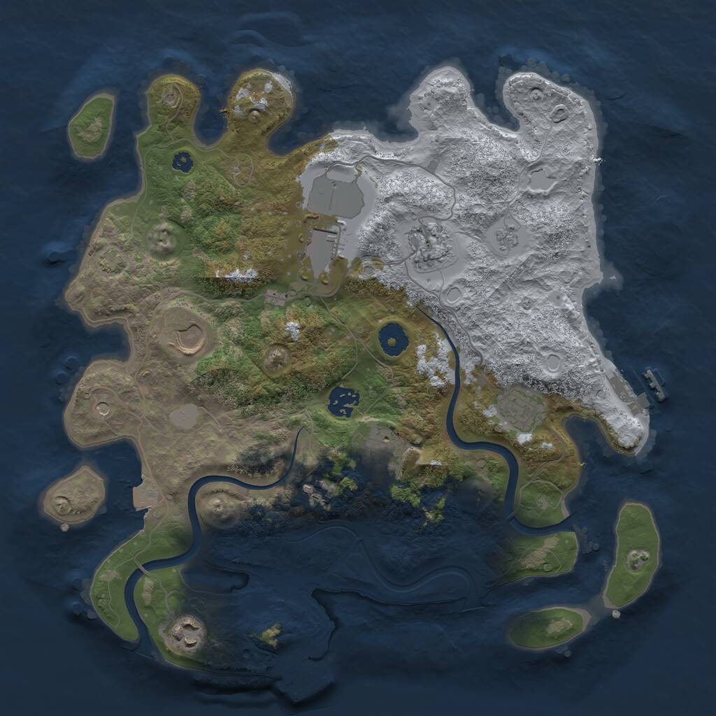 Rust Map: Procedural Map, Size: 3500, Seed: 4517058, 14 Monuments