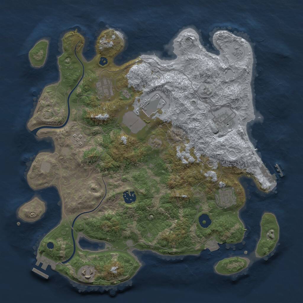 Rust Map: Procedural Map, Size: 3500, Seed: 4517058, 13 Monuments
