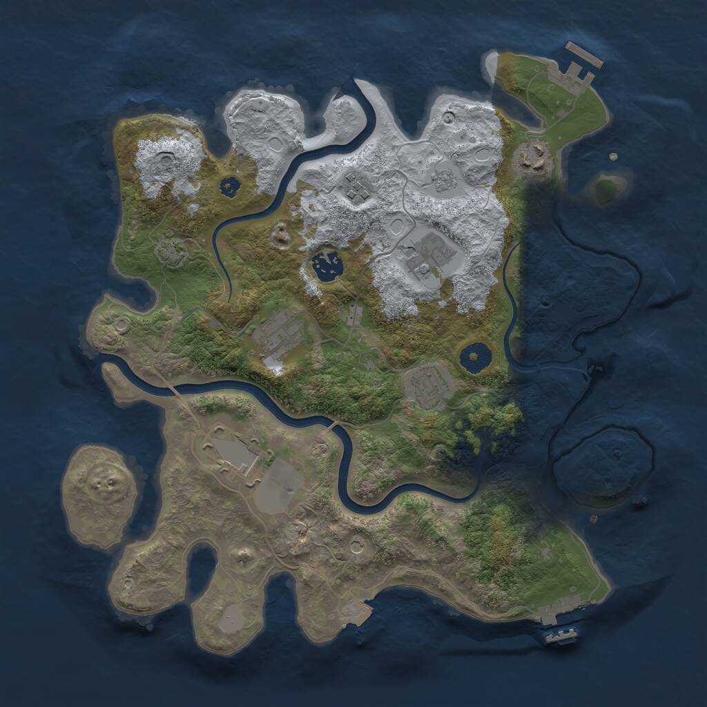 Rust Map: Procedural Map, Size: 3500, Seed: 3915756, 13 Monuments