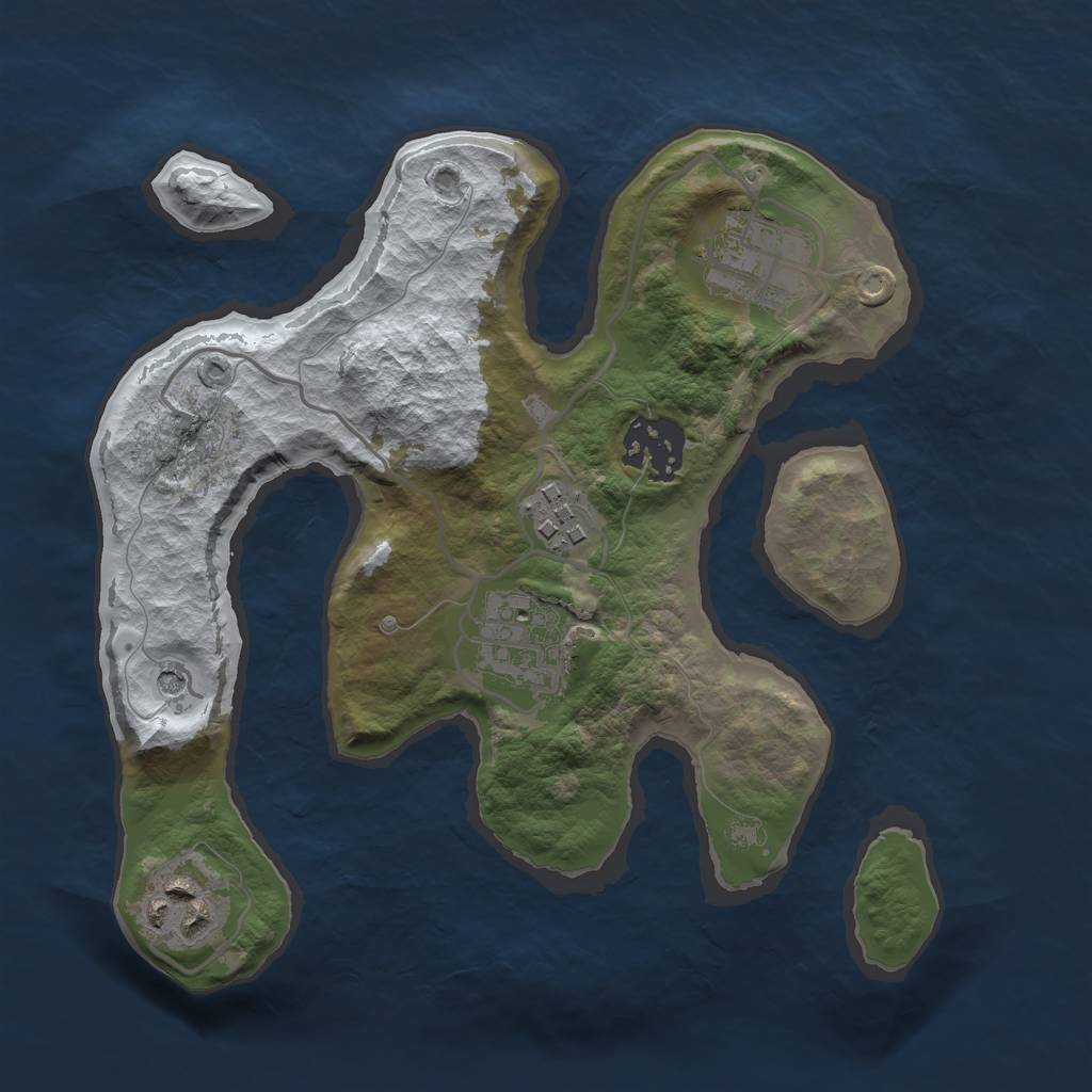 Rust Map: Barren, Size: 2500, Seed: 4365272, 8 Monuments