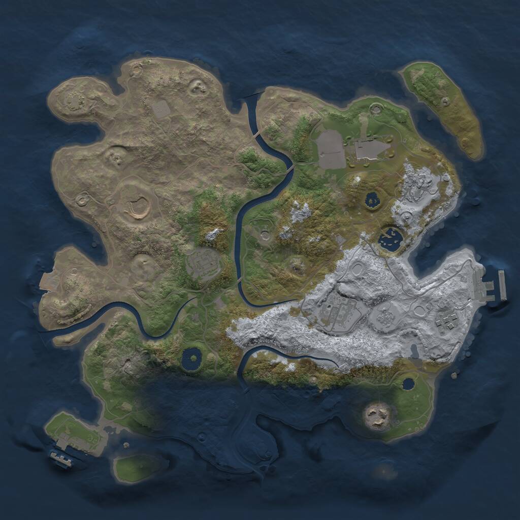 Rust Map: Procedural Map, Size: 3500, Seed: 326850, 14 Monuments