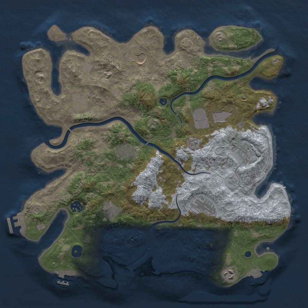Rust Map: Procedural Map, Size: 3950, Seed: 1311186439, 16 Monuments