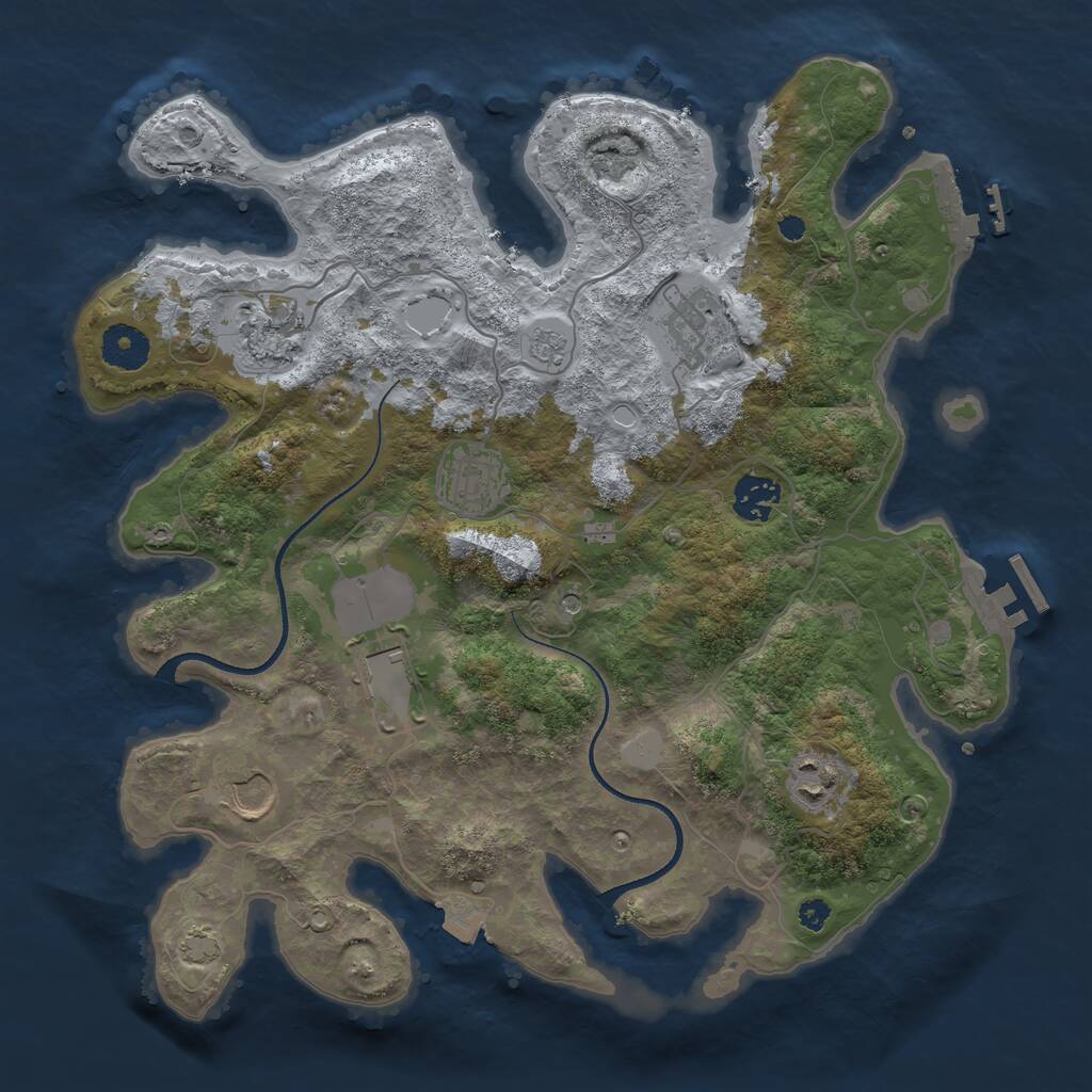 Rust Map: Procedural Map, Size: 3500, Seed: 600372, 13 Monuments