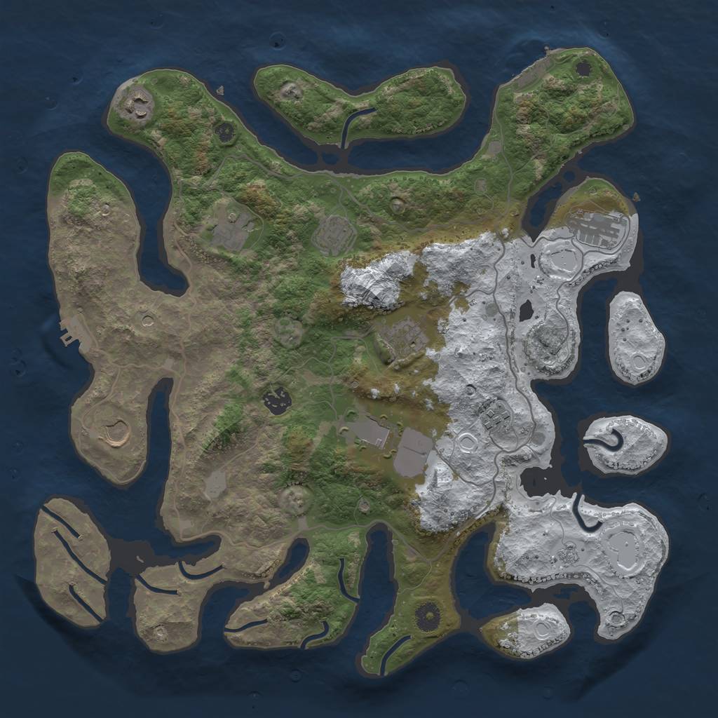 Rust Map: Procedural Map, Size: 4000, Seed: 357512, 18 Monuments