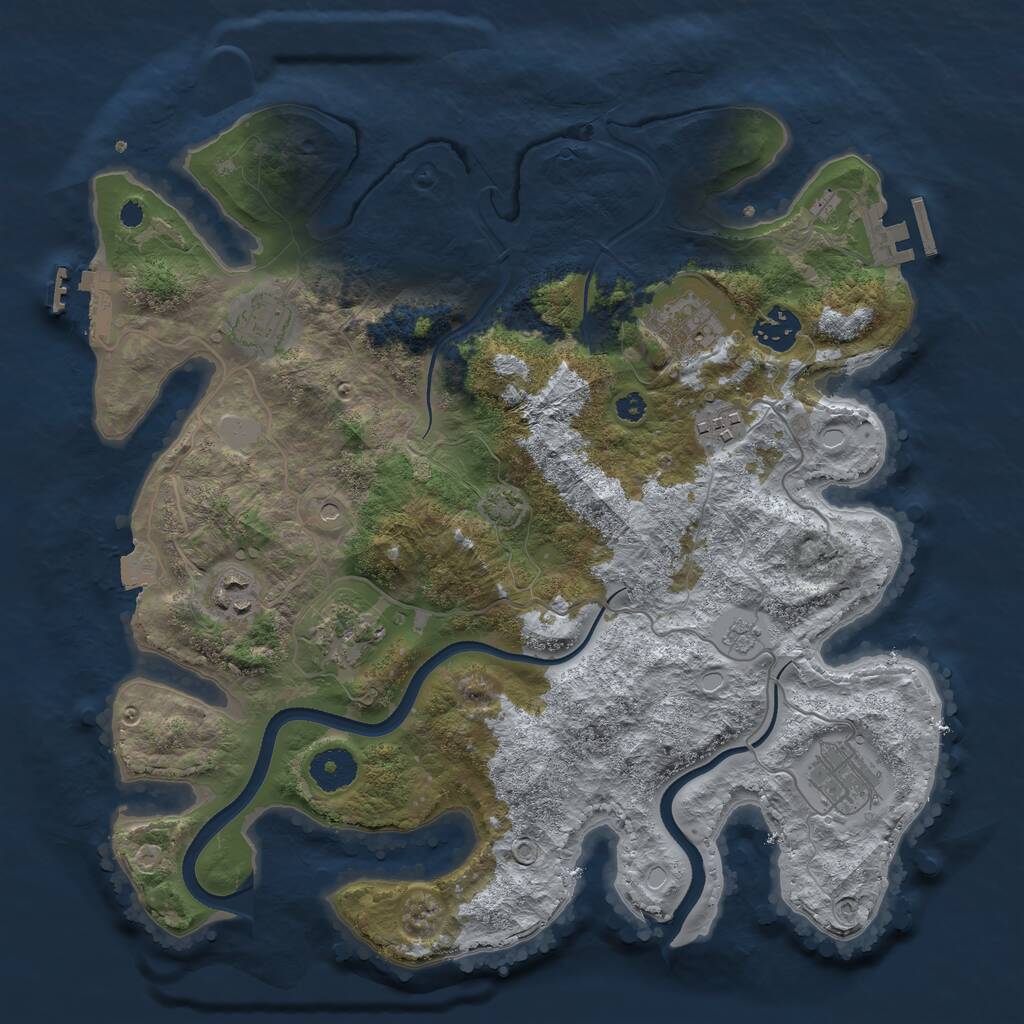 Rust Map: Procedural Map, Size: 3500, Seed: 4037043, 13 Monuments