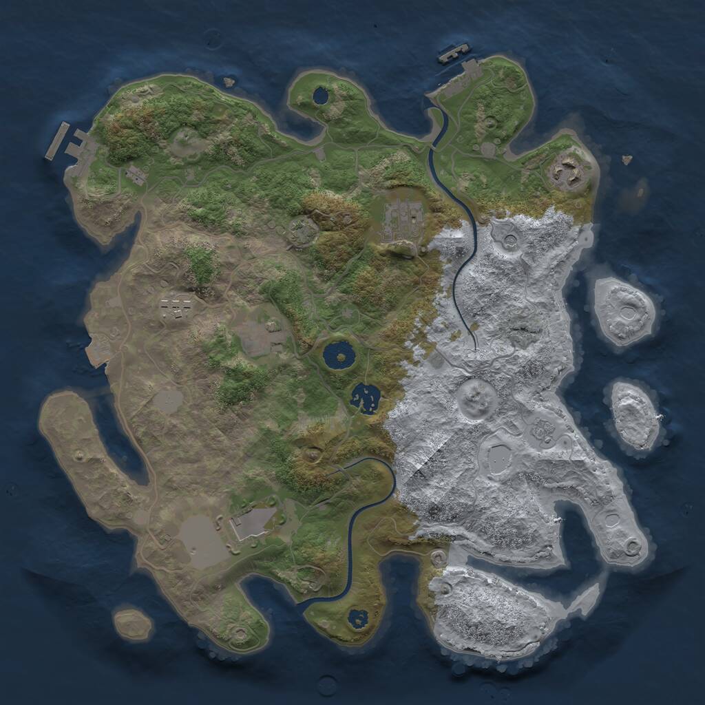 Rust Map: Procedural Map, Size: 3500, Seed: 1930577, 12 Monuments