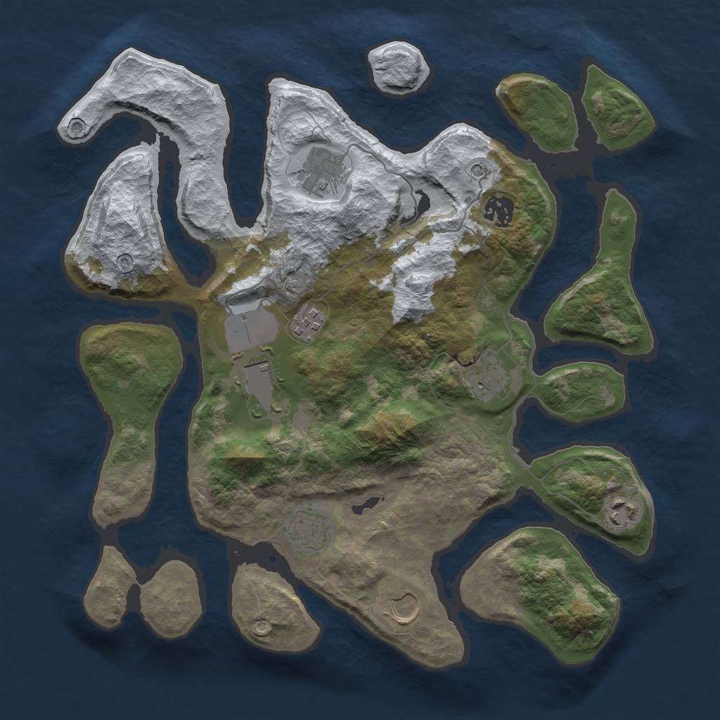Rust Map: Barren, Size: 3500, Seed: 3186480, 11 Monuments