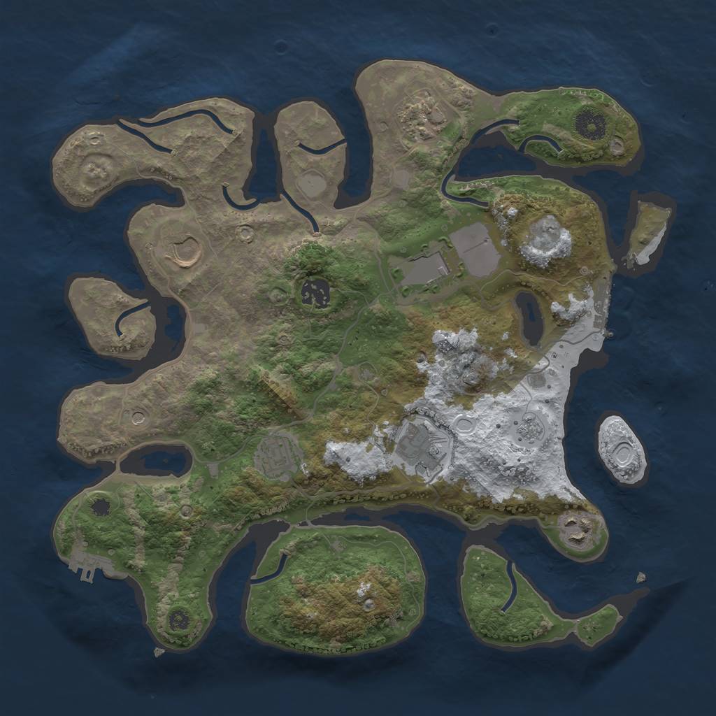 Rust Map: Procedural Map, Size: 3500, Seed: 40059160, 16 Monuments