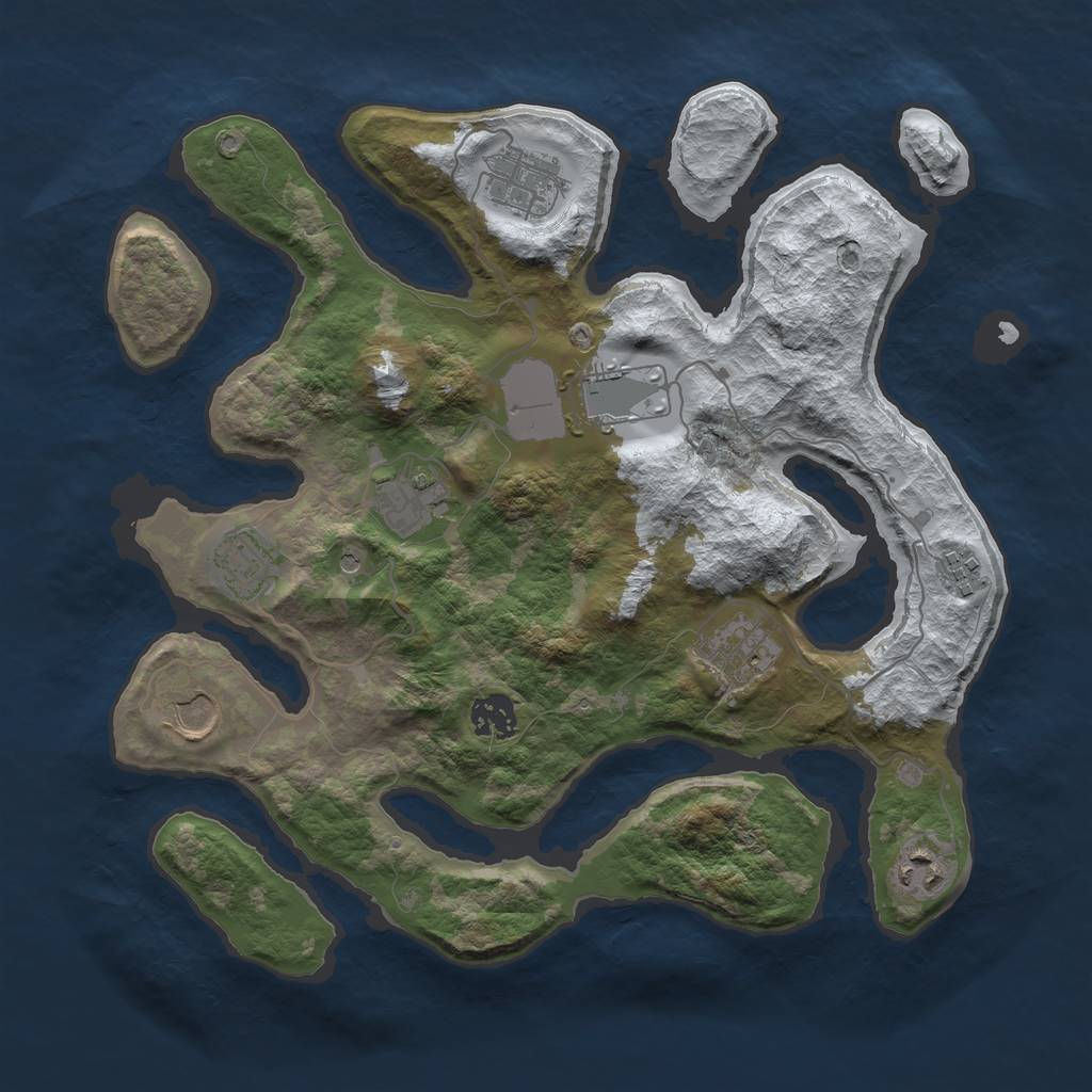 Rust Map: Barren, Size: 3500, Seed: 6269165, 12 Monuments