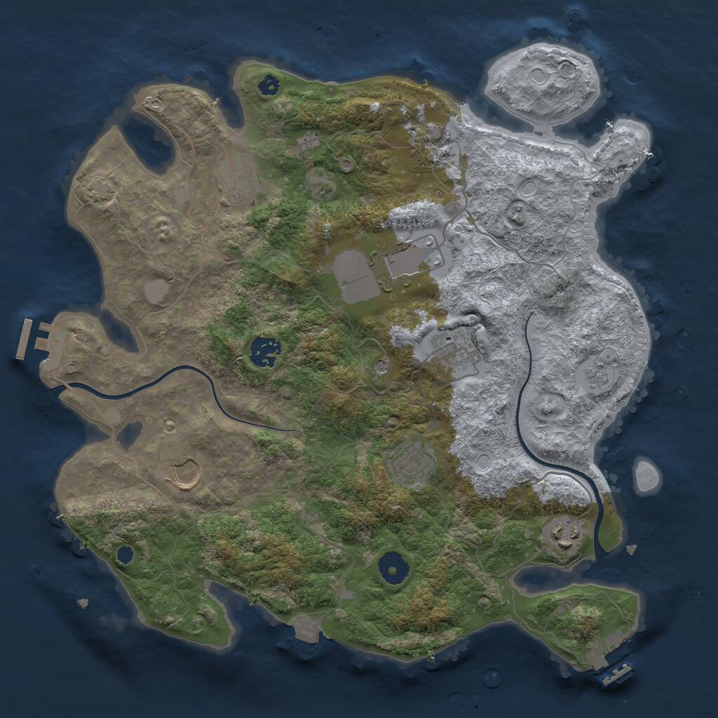 Rust Map: Procedural Map, Size: 3500, Seed: 1548653, 14 Monuments