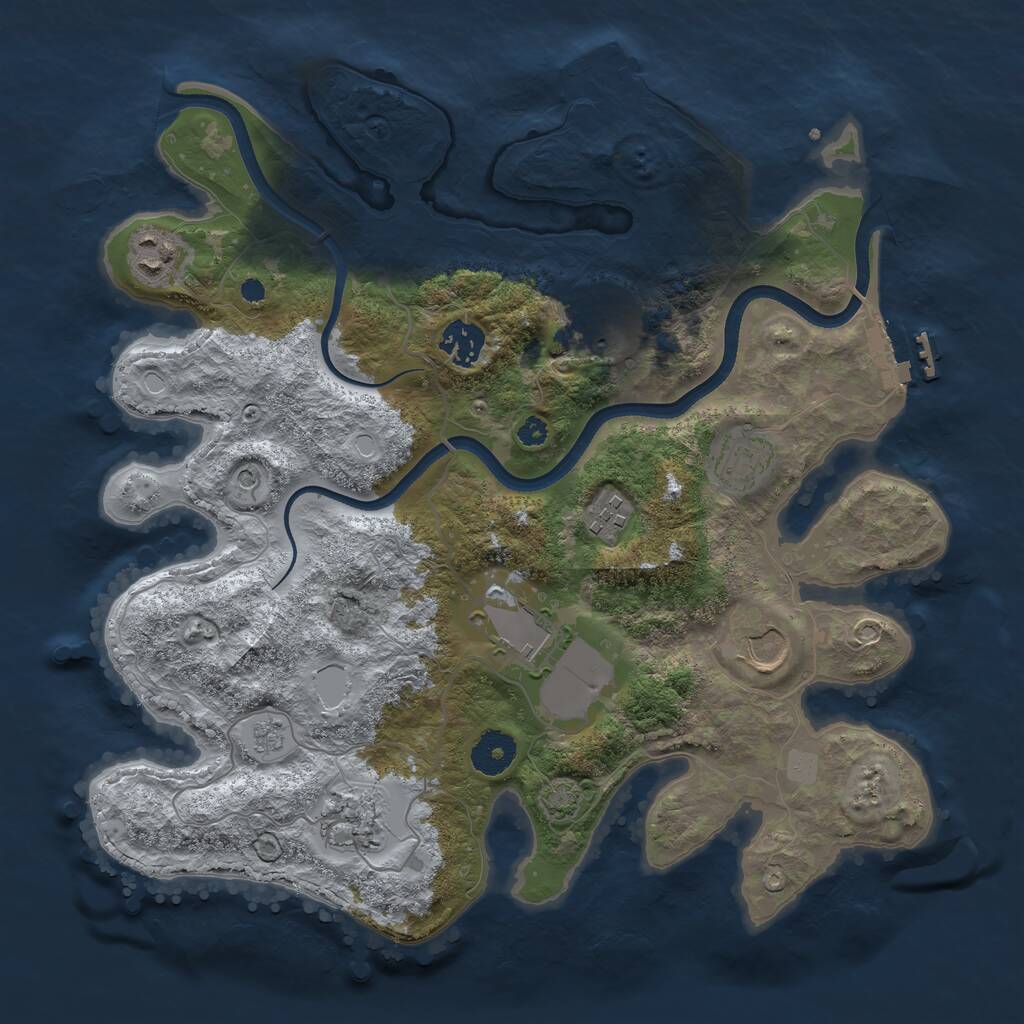 Rust Map: Procedural Map, Size: 3500, Seed: 1063370, 14 Monuments