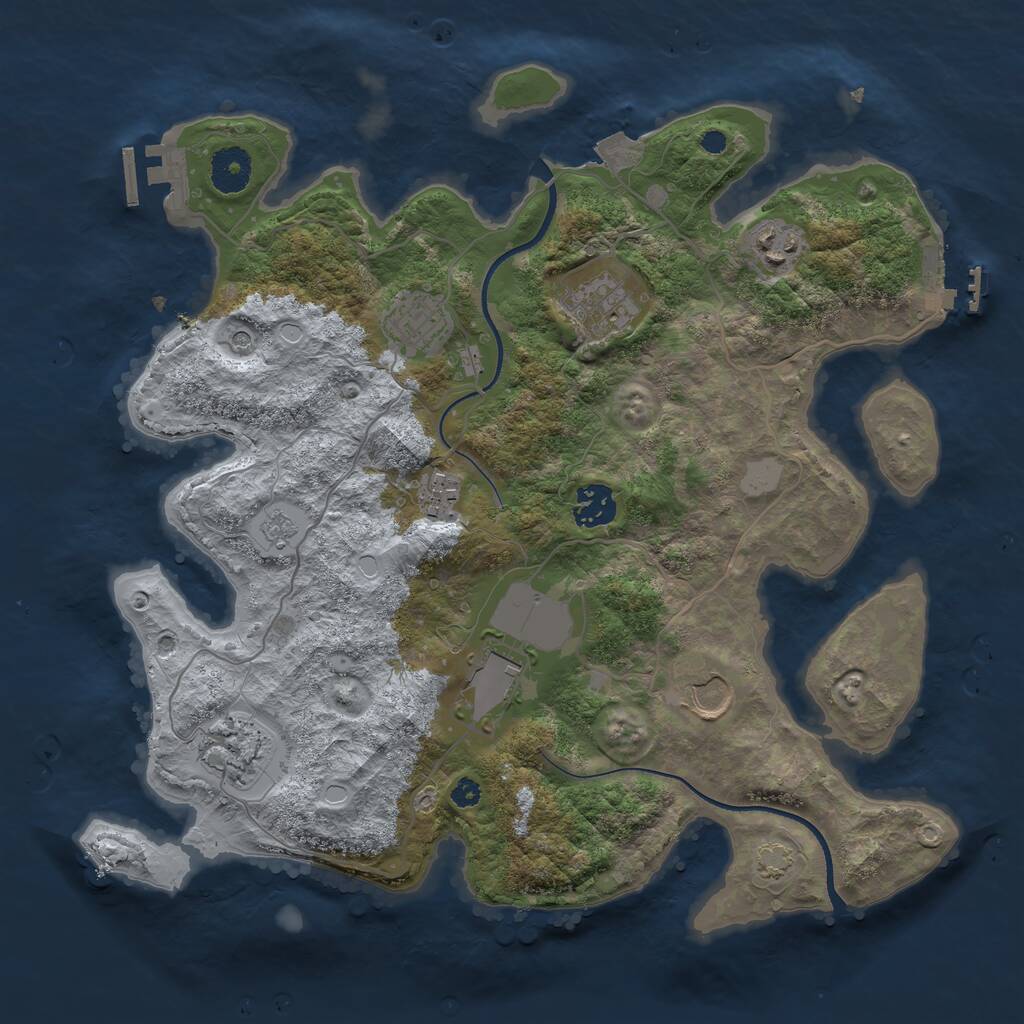 Rust Map: Procedural Map, Size: 3500, Seed: 3927149, 14 Monuments
