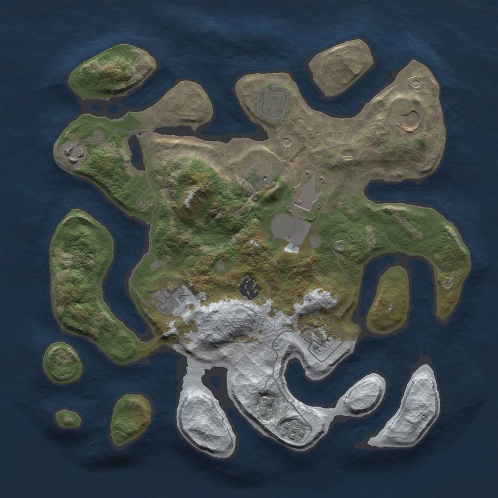 Rust Map: Barren, Size: 3500, Seed: 5615695, 12 Monuments