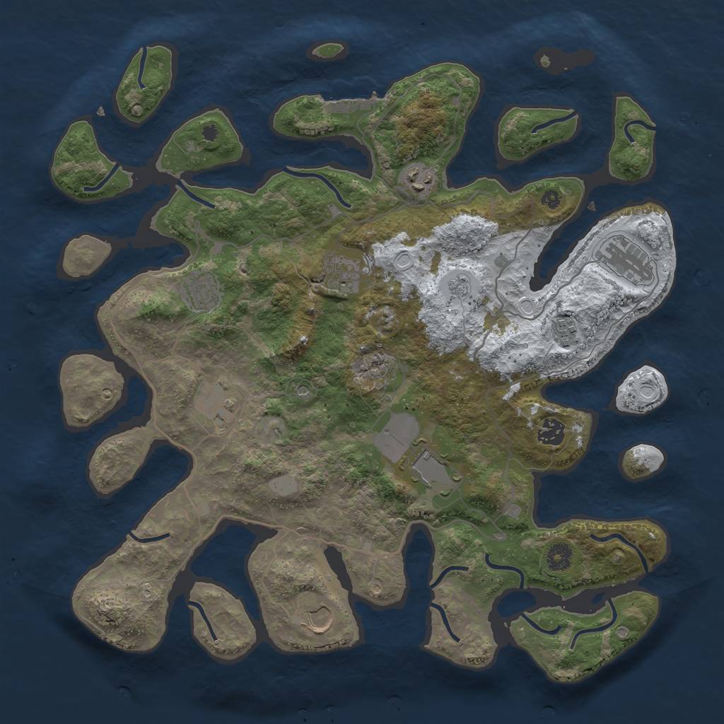 Rust Map: Procedural Map, Size: 4000, Seed: 896486, 17 Monuments