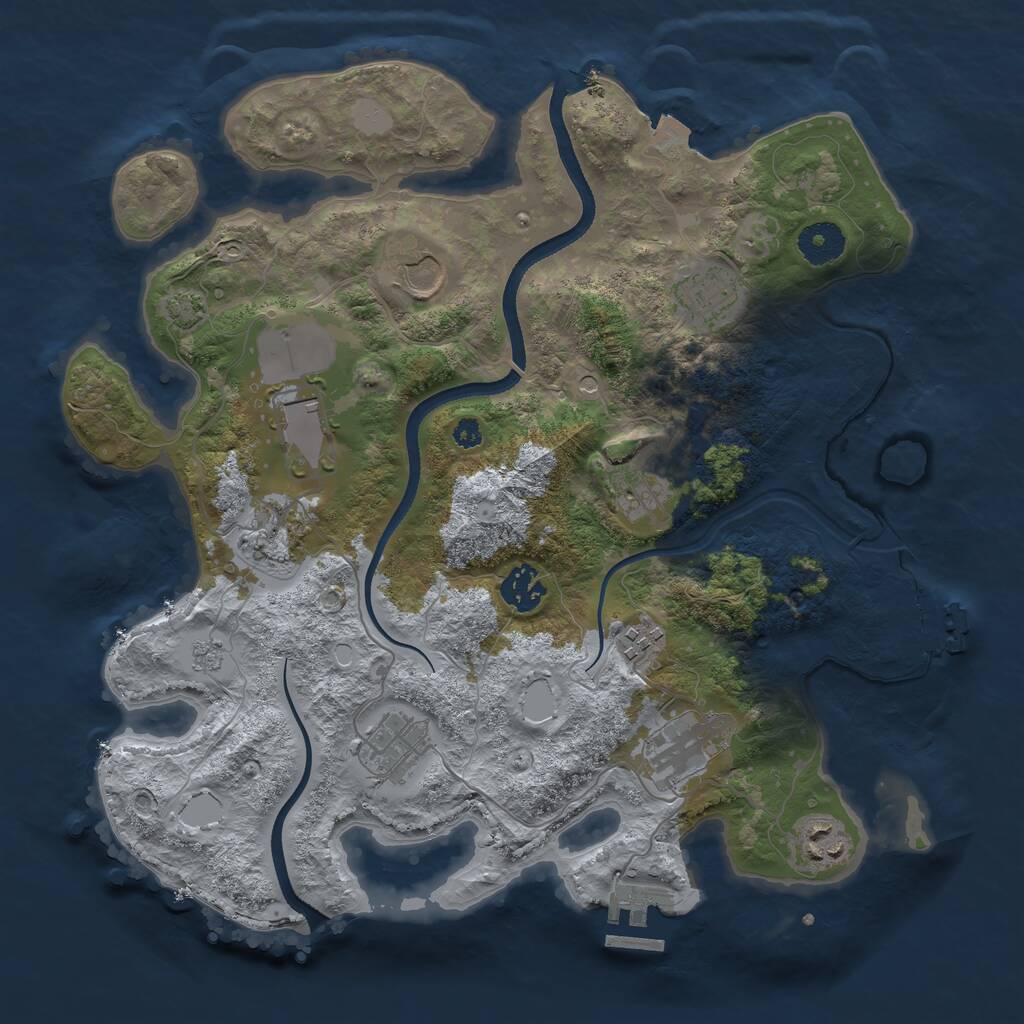 Rust Map: Procedural Map, Size: 3500, Seed: 1912784, 16 Monuments
