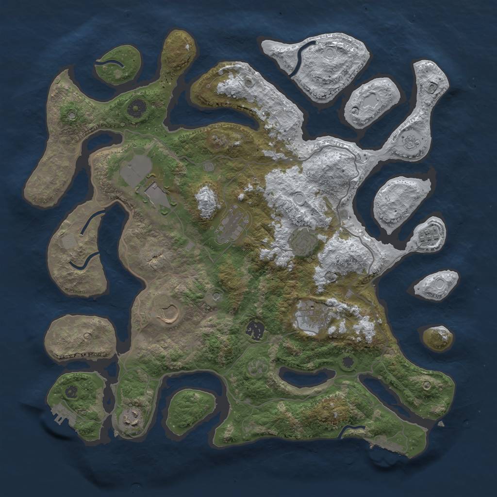 Rust Map: Procedural Map, Size: 4000, Seed: 422113, 17 Monuments