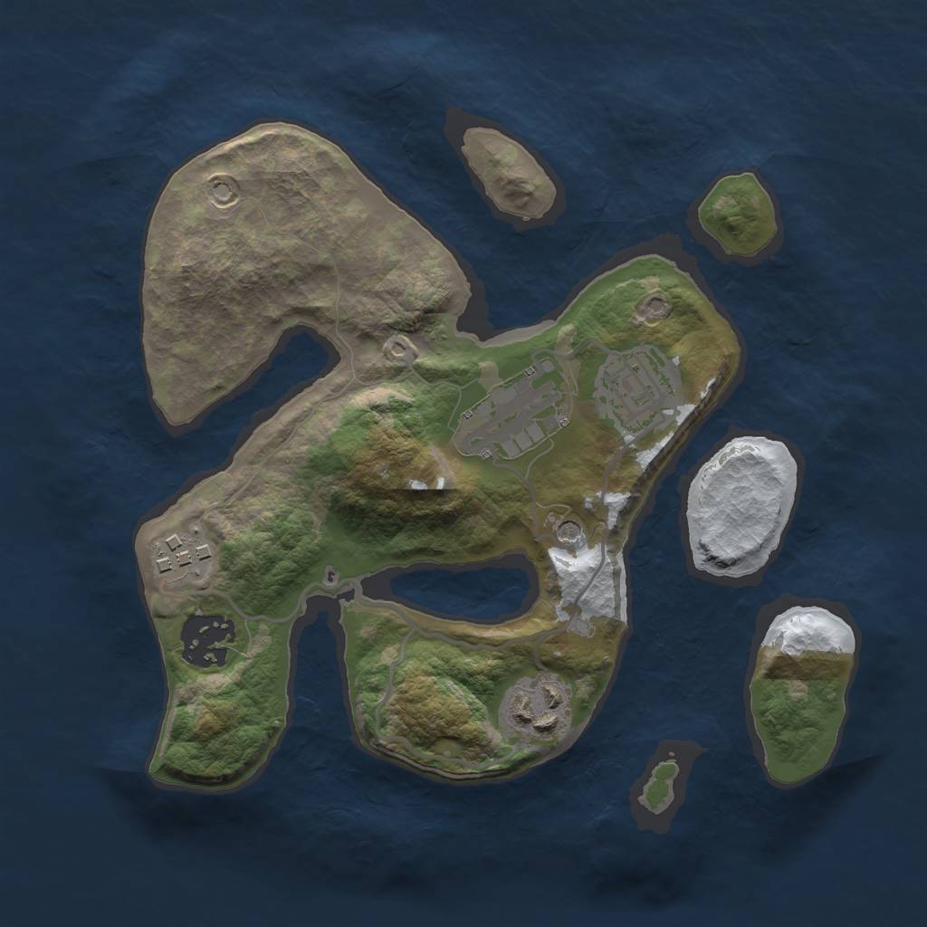 Rust Map: Barren, Size: 2500, Seed: 834237, 8 Monuments