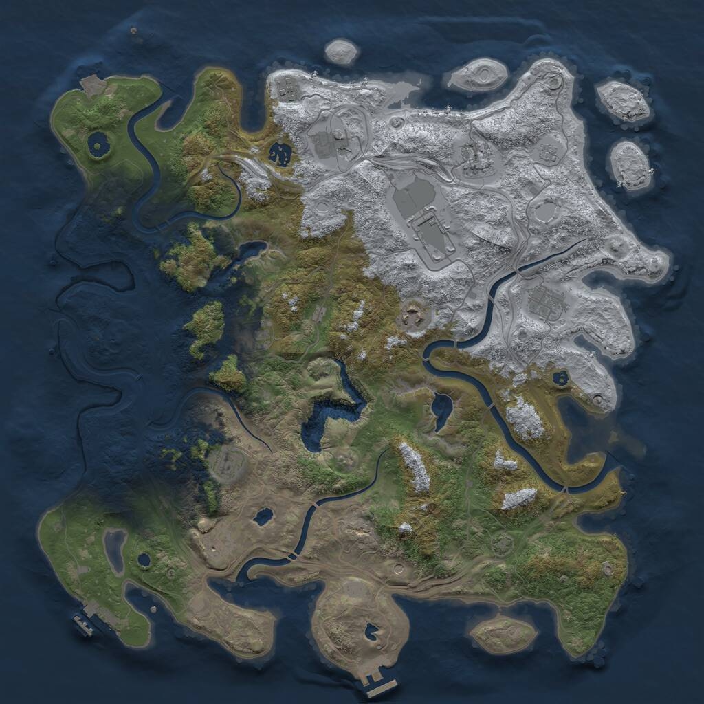 Rust Map: Procedural Map, Size: 4500, Seed: 4173732, 16 Monuments