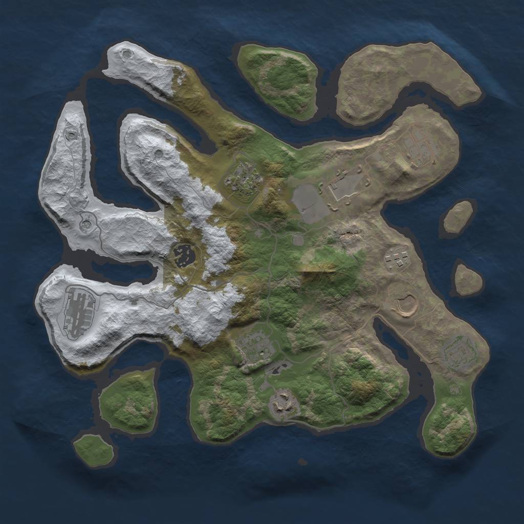Rust Map: Barren, Size: 3500, Seed: 4762316, 13 Monuments