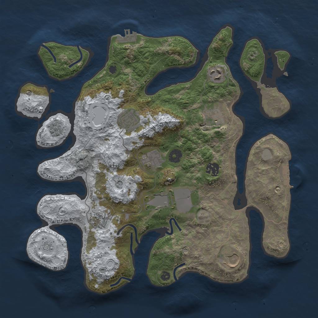 Rust Map: Procedural Map, Size: 3500, Seed: 375867, 18 Monuments