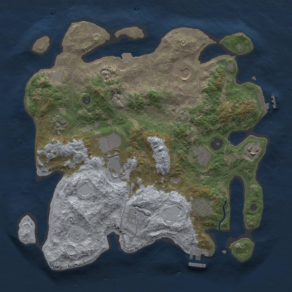 Rust Map: Procedural Map, Size: 3500, Seed: 438933, 13 Monuments