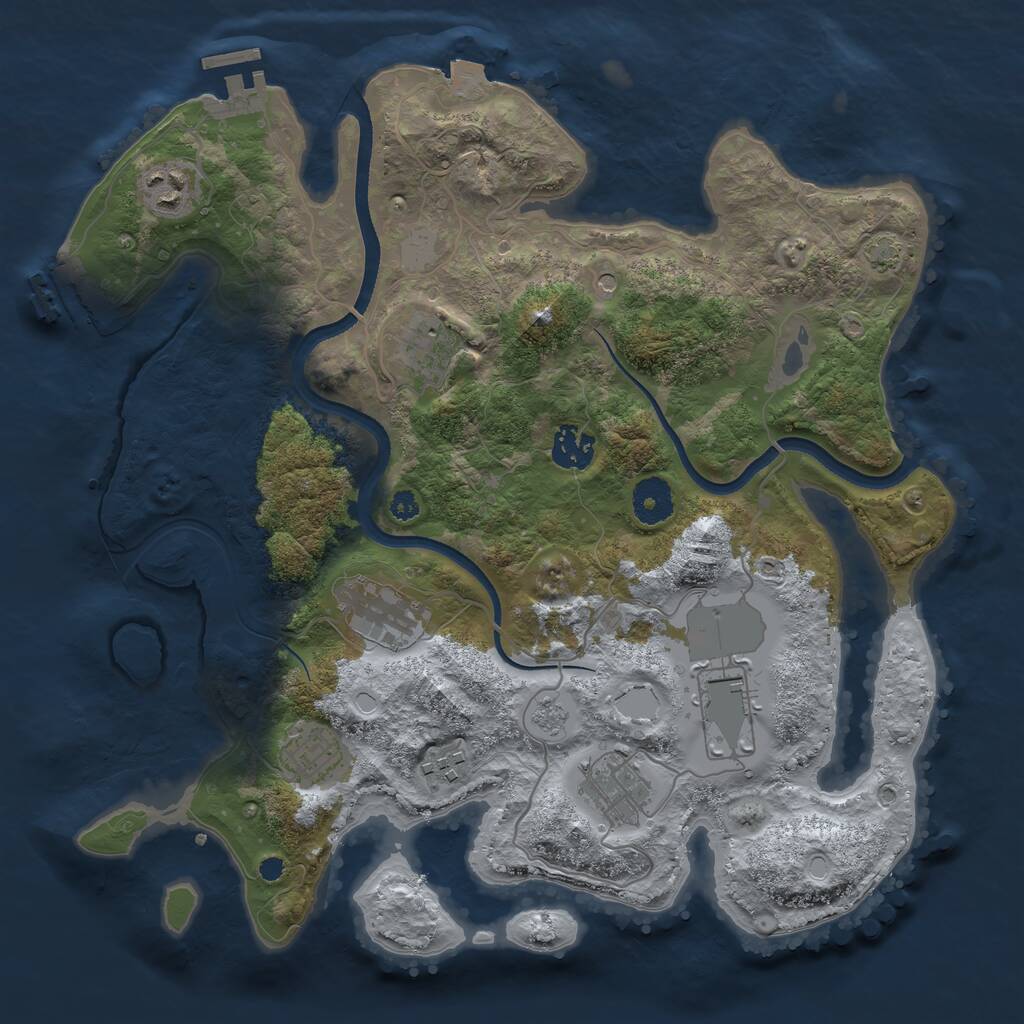 Rust Map: Procedural Map, Size: 3500, Seed: 5186937, 14 Monuments