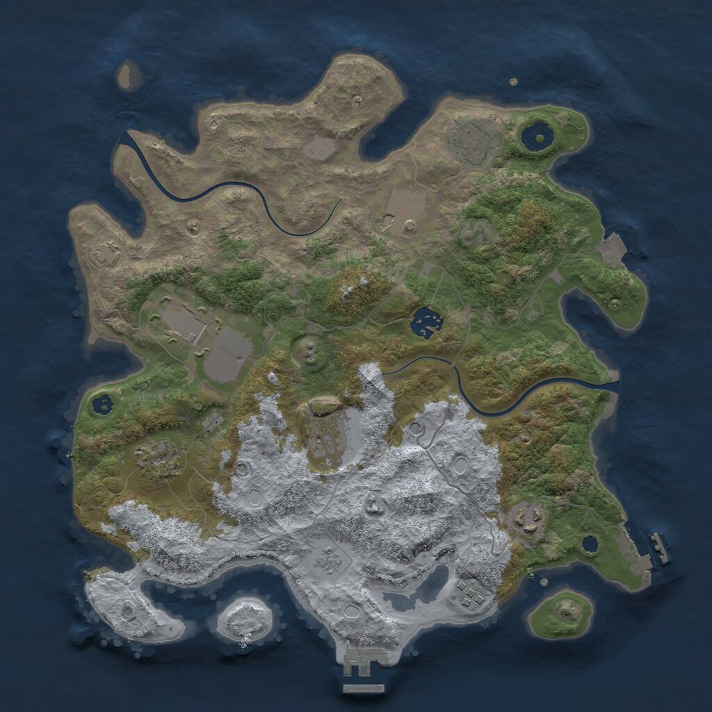 Rust Map: Procedural Map, Size: 3500, Seed: 2141526, 14 Monuments
