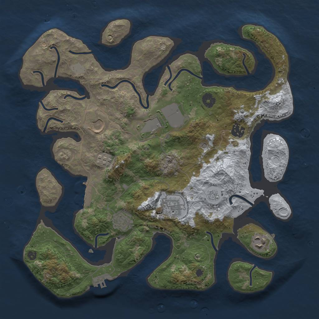 Rust Map: Procedural Map, Size: 3500, Seed: 3958321, 16 Monuments