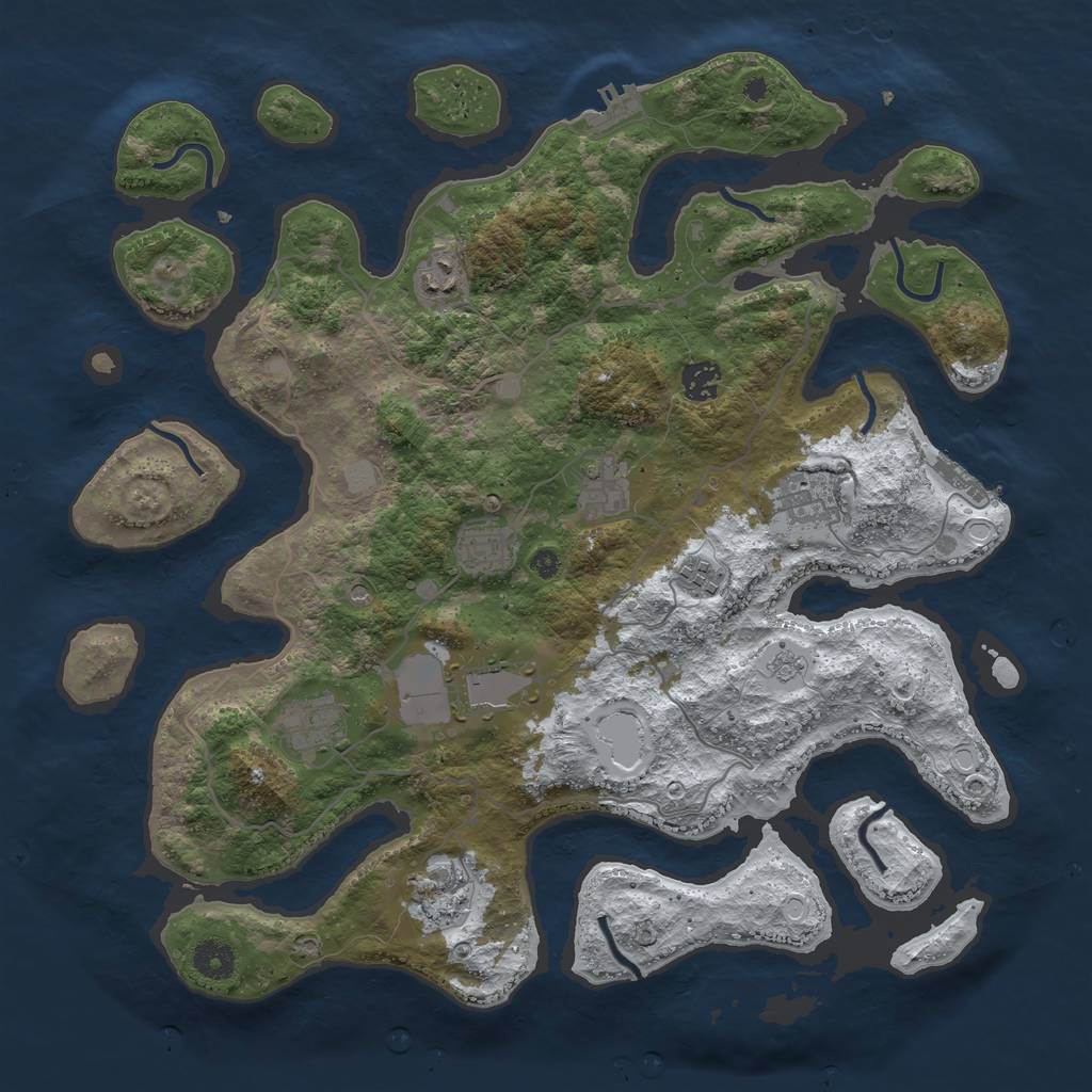 Rust Map: Procedural Map, Size: 4000, Seed: 2827587, 18 Monuments