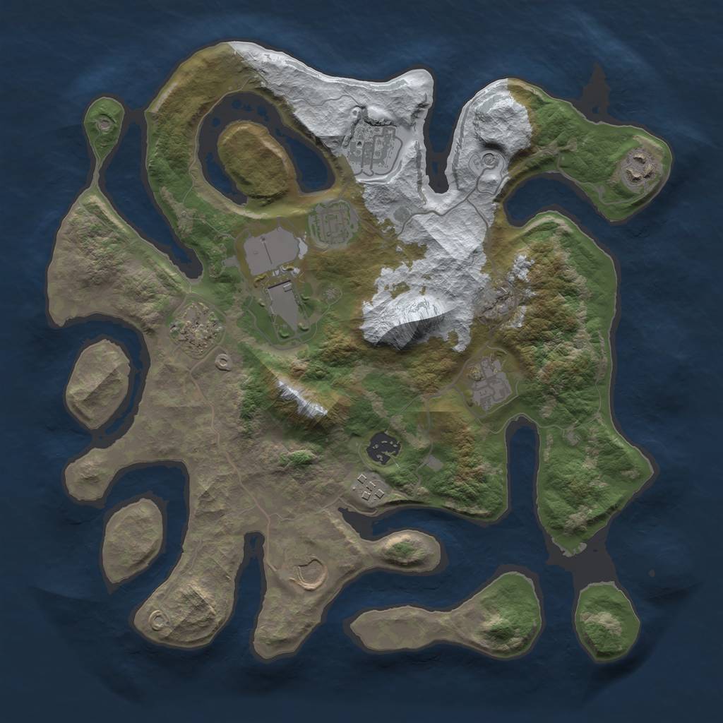 Rust Map: Barren, Size: 3500, Seed: 6143478, 12 Monuments