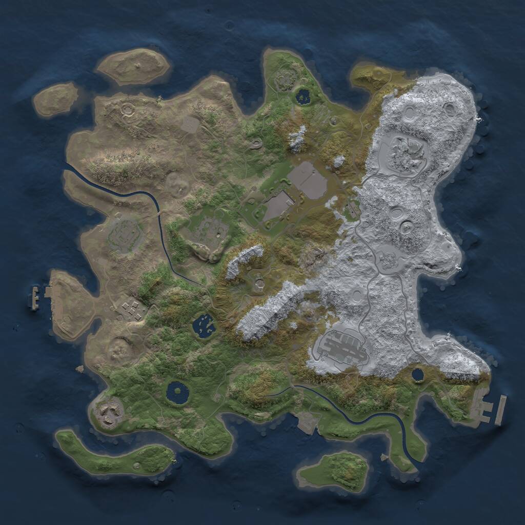 Rust Map: Procedural Map, Size: 3500, Seed: 3573997, 14 Monuments